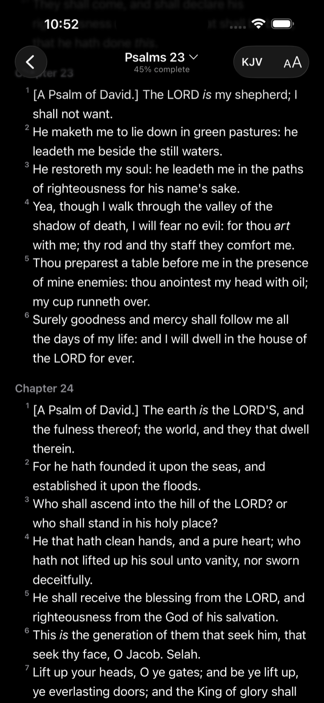 Psalm 23 in the dark theme
