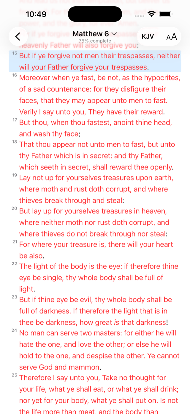 Psalm 23:1 highlighted after tapping a search result